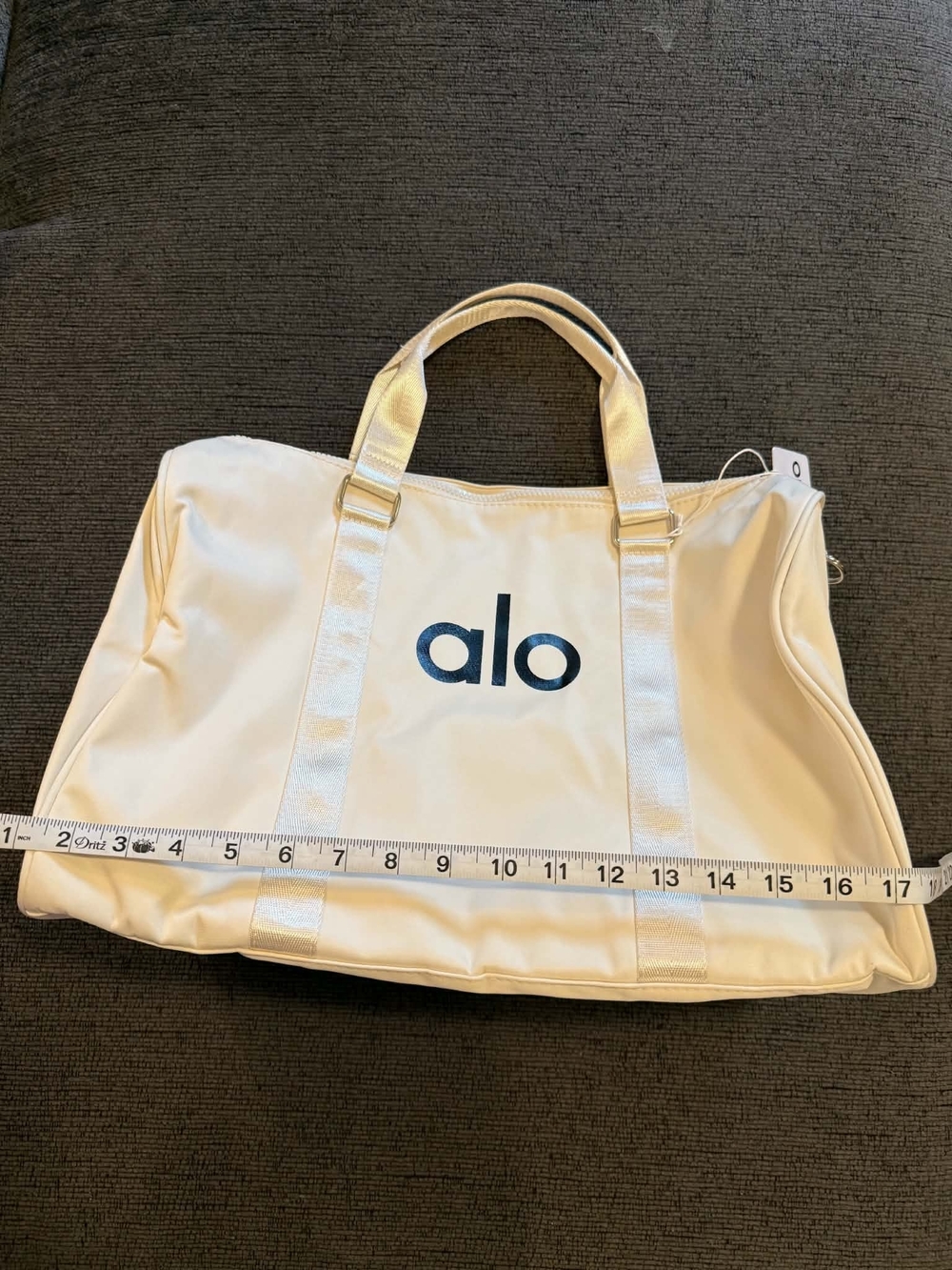 Alo Cream Duffel Bag with Medium Size Removable Strap and Side Zip Compartment - Picture 5 of 9